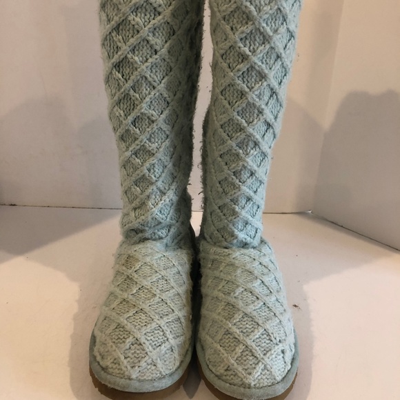UGG Shoes - Ugg Australia Light Blue Lattice Cardy Knit Tall